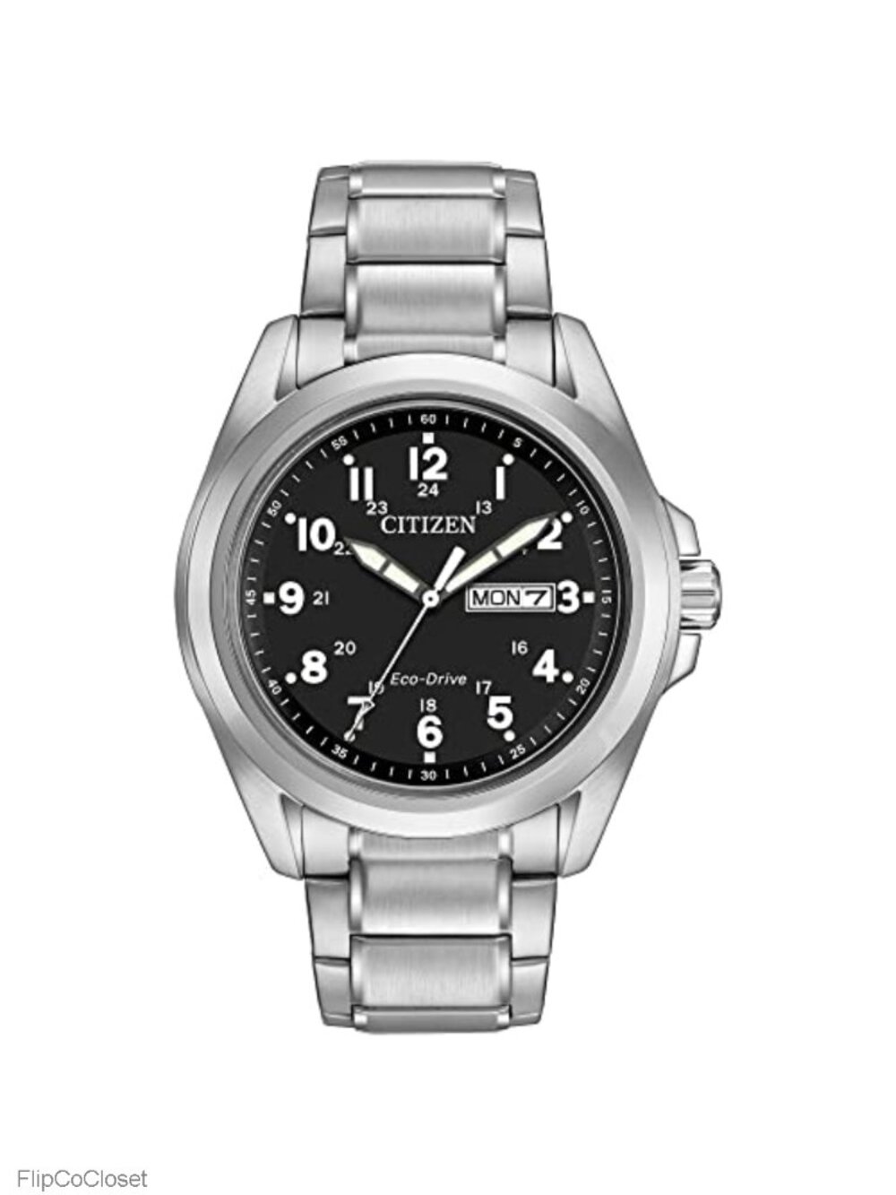 Citizen Eco-Drive Men's Stainless Steel Watch, Arabic Markers Luminous, 43mm